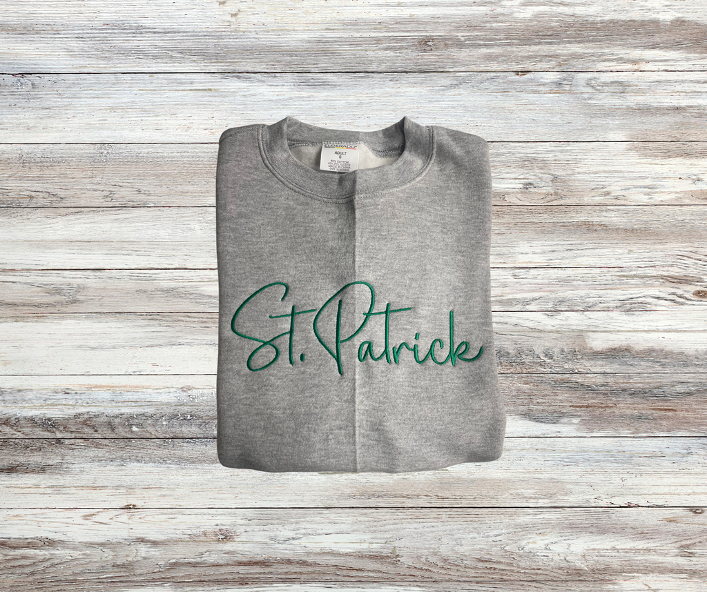 St. Patrick Embroidered Minimalist Irish Spirit Crewneck