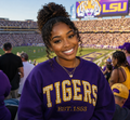 LSU Tigers Gingham Appliqué Embroidered Sweatshirt