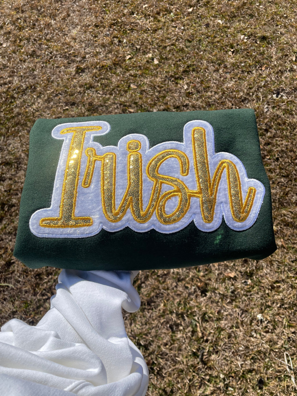 Irish Sequin Applique' Sweatshirt - Green & Gold School Spirit Crewnect