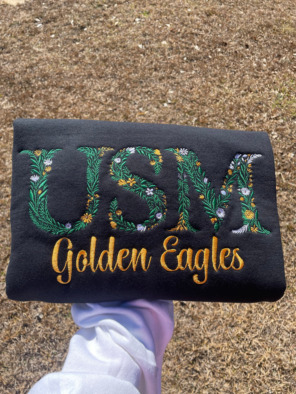 USM Golden Eagles Floral Sweatshirt | Southern Miss Embroidered Pullover